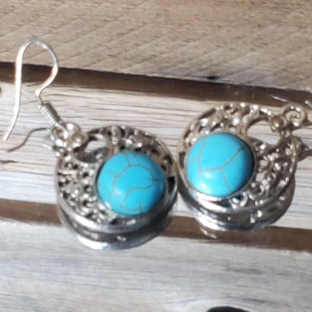 Francis - Genuine Turquoise & Sterling Silver Earrings